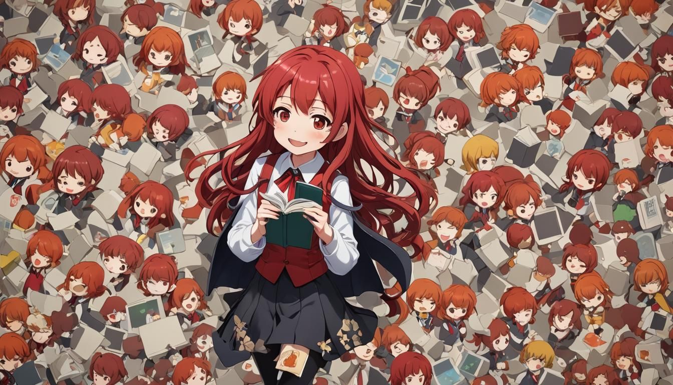 Cute Anime Girl Action Figure Reading Manga