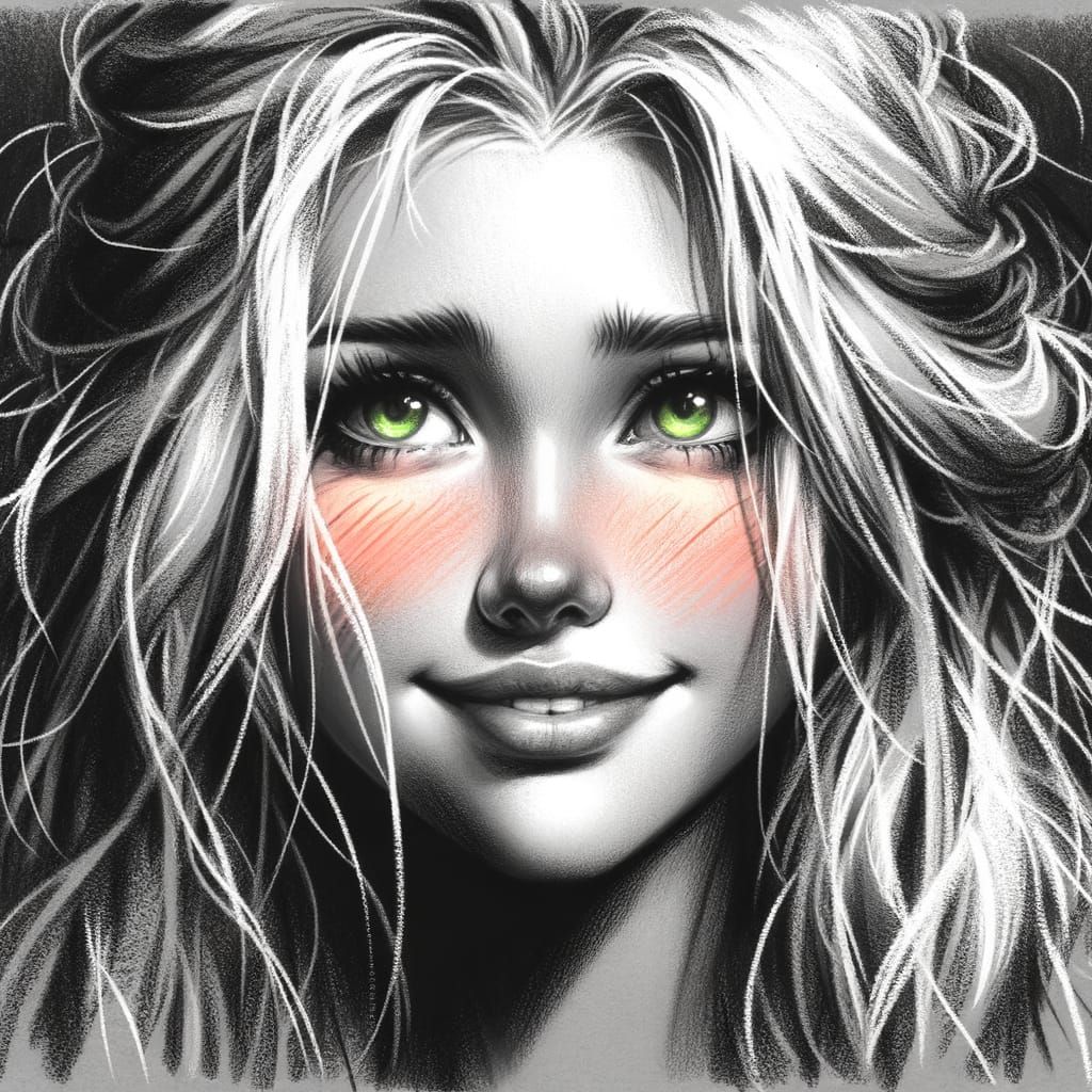 Norse Goddess in Romantic Charcoal Sketch