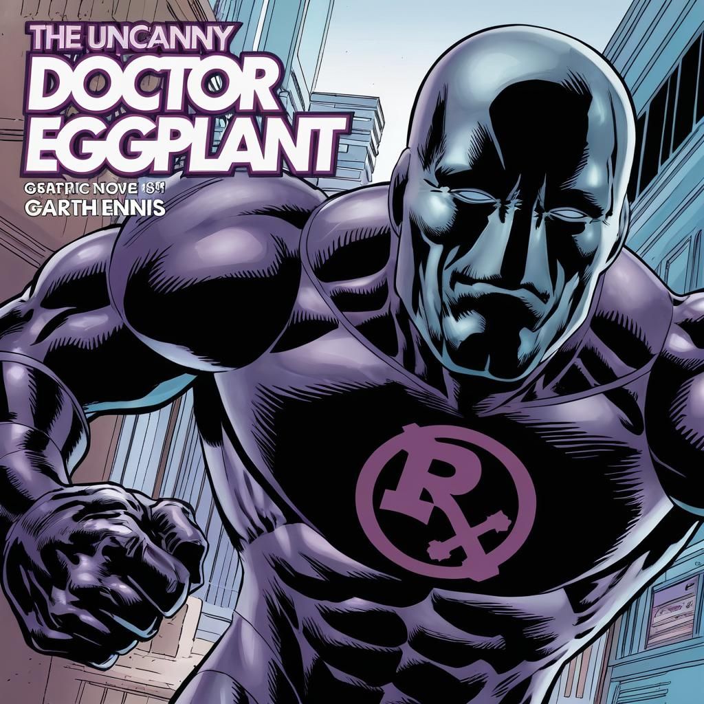 Doctor Eggplant Superhero in Glossy Comic Art