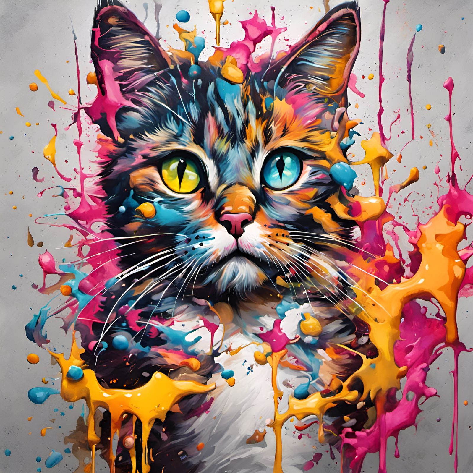 Colorful Graffiti Art of Abstracted Cat Pieces