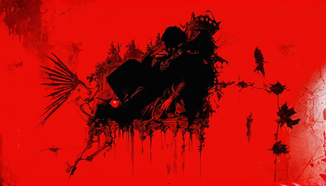 Gothic Vampire Portrait on Ornate Throne