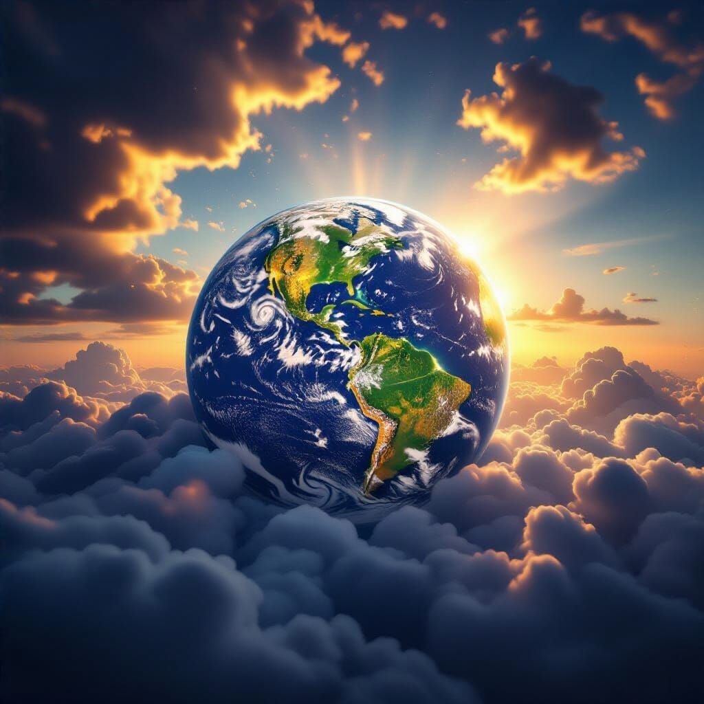 Earth Bathed in Light: Peace and Prosperity from Space