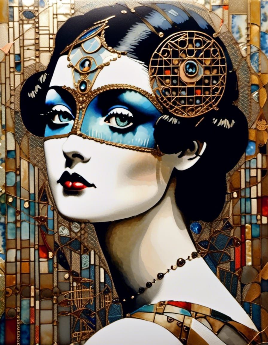 Surreal Cel-Shaded Fornasetti Lady Portrait