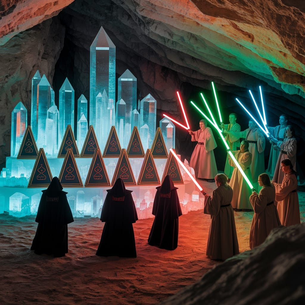 Sith Lords Engage Jedi in Ancient Kyber Crystal Cave