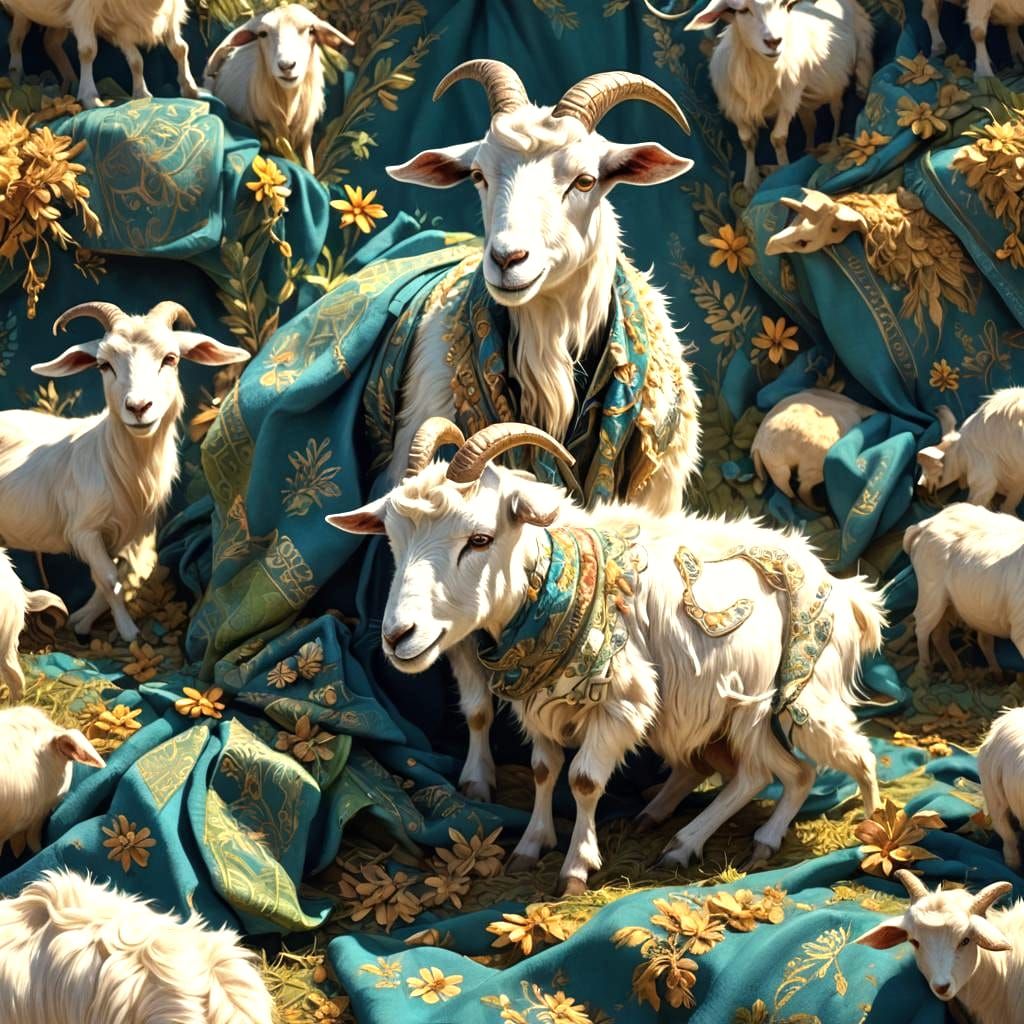 Playful Goat Nibbling Shirt: Detailed Fantasy Concept Art