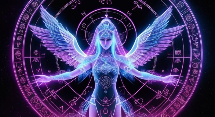 Cosmic Glyphs: A Sacred Geometry Astral Illustration