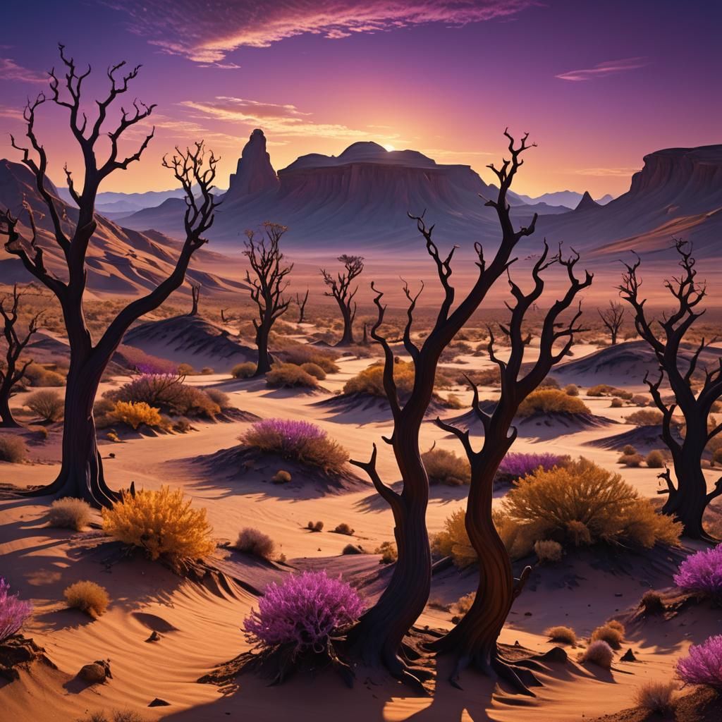 Alien Desert Landscape in Surrealist Style