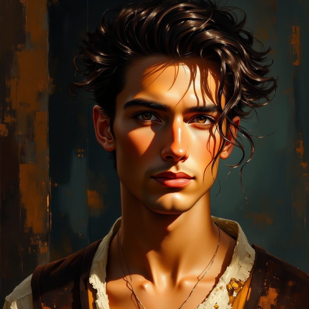 Chiseled Italian Nobleman in Dramatic Tenebrism Lighting