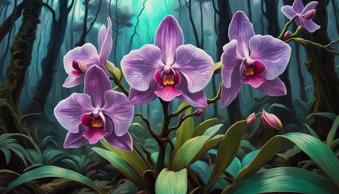 Orchid in Amazon: Van Gogh Psychedelic Art