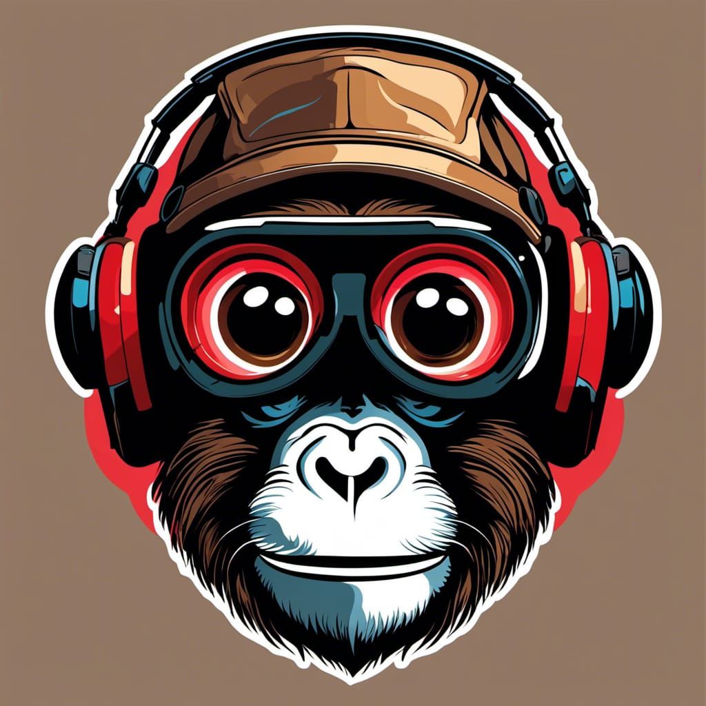 Monkey in VR Headset Vector T-Shirt Design