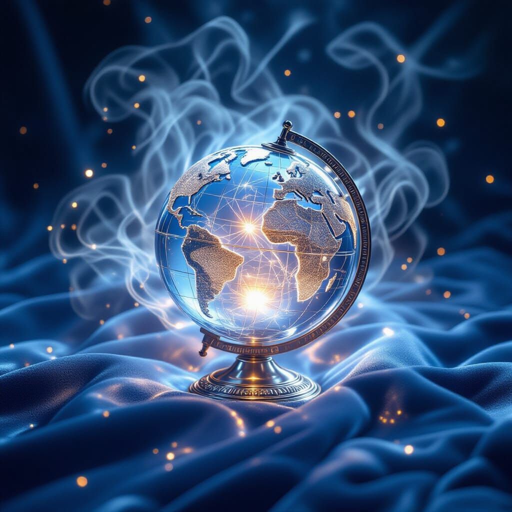 Radiant Crystalline Globe on Velvet in Ethereal Light