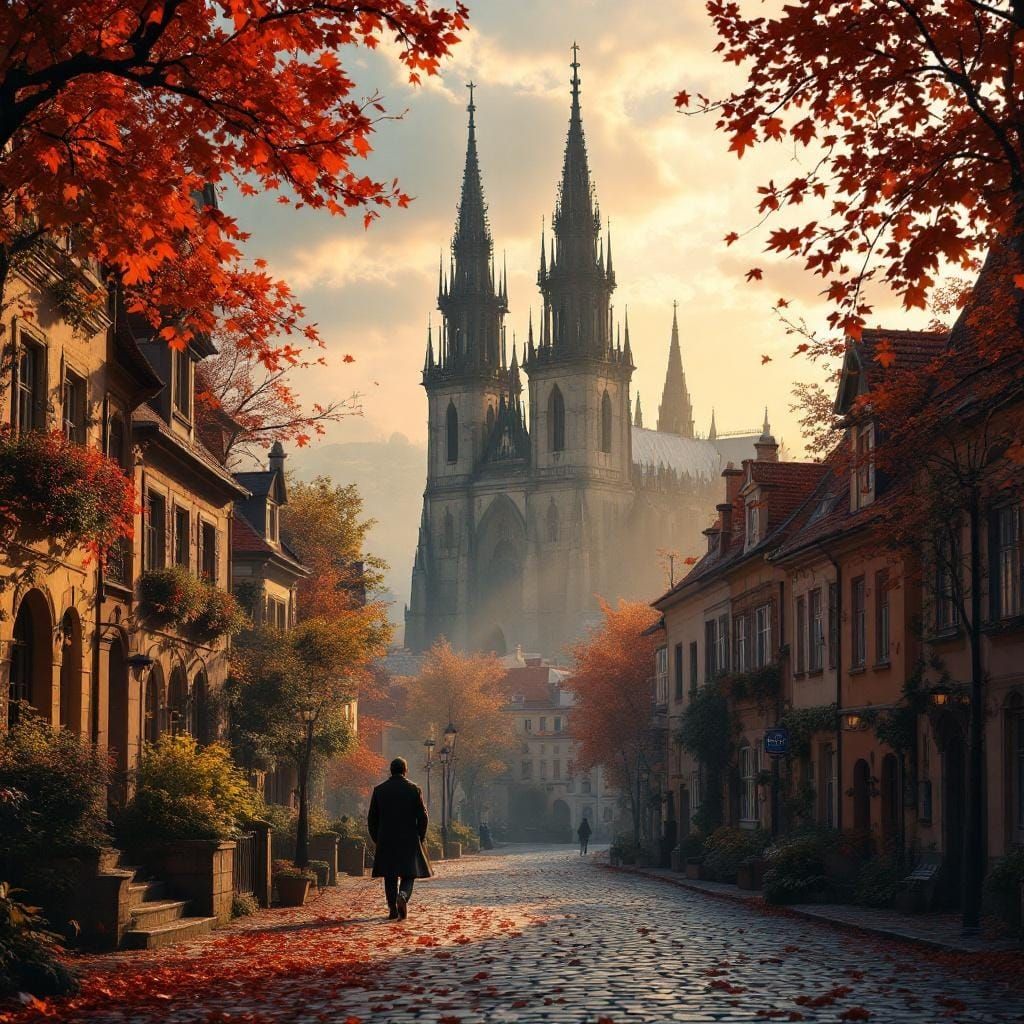 Autumn in Prague: A Golden Street View