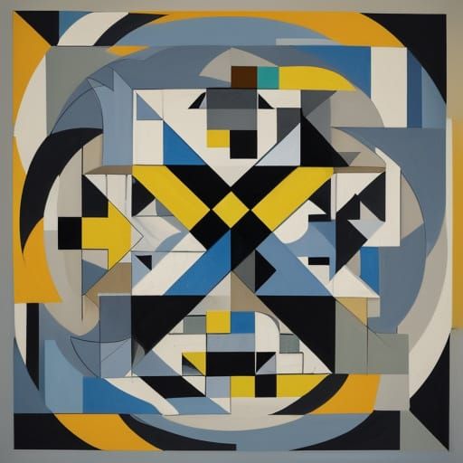 Futuristic Tote Bag in Distressed Cubist Style