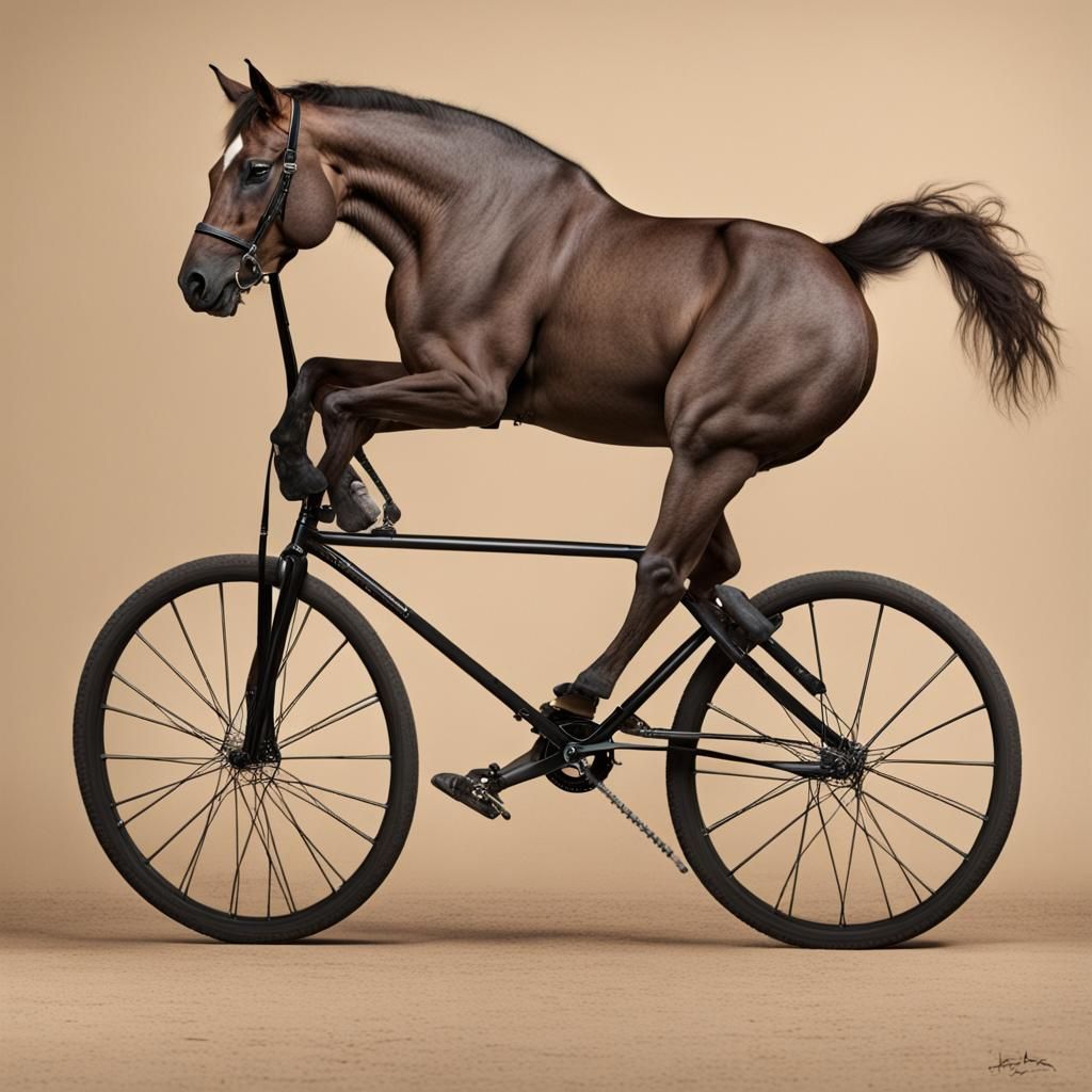 Surreal Half Horse Half BMX Bike Creature