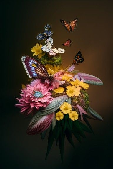 Hyperrealistic Fairycore Butterfly Garden in Rococo Style