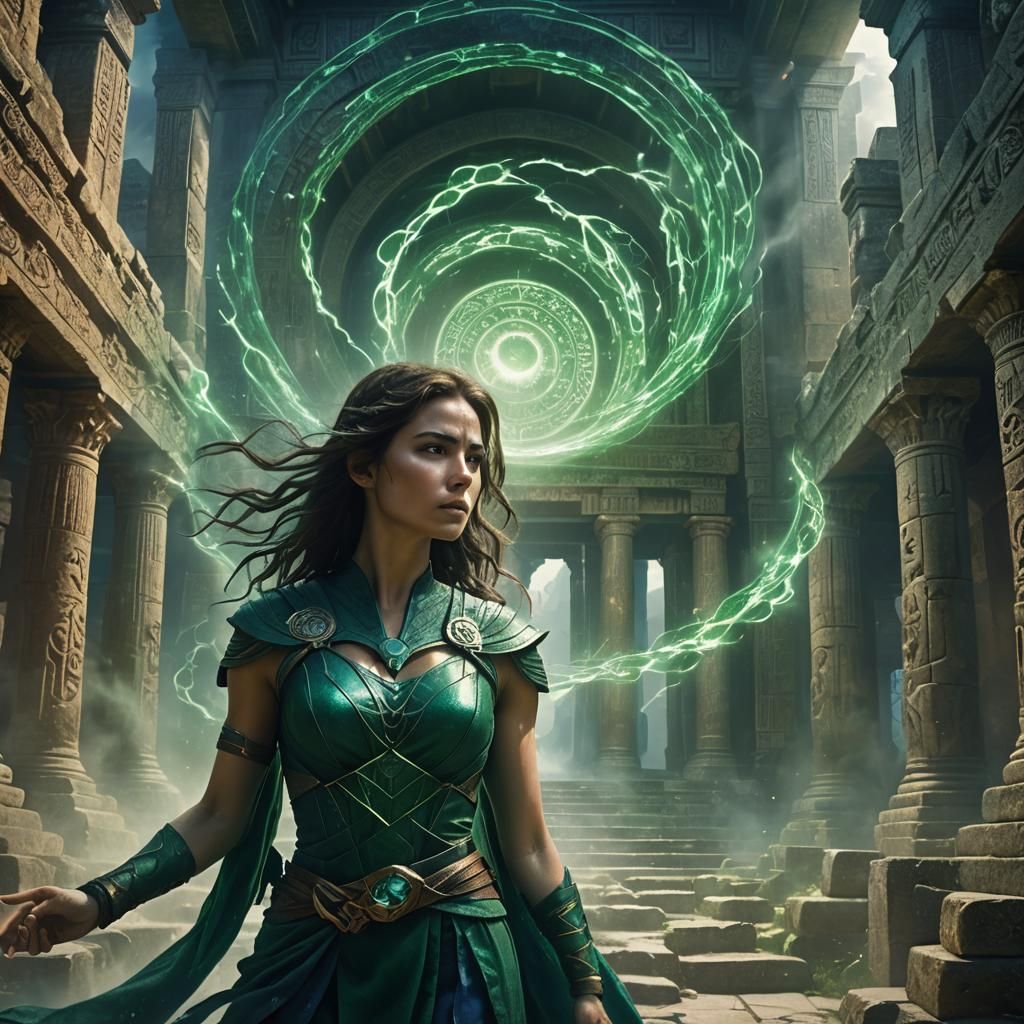 Mystical Heroine Harnesses Powers in Ancient Temple