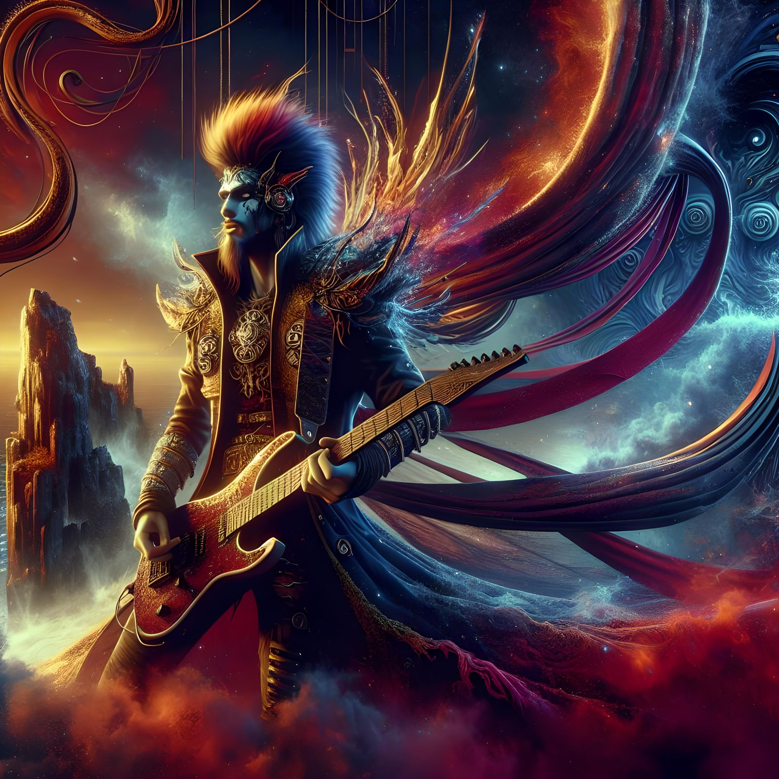 Charismatic Rock Singer in Fantasy Concept Art