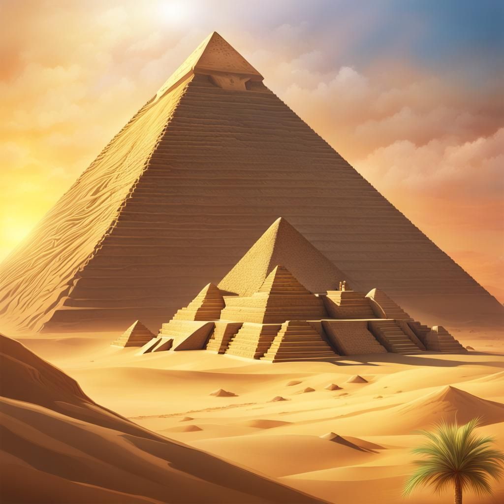 Hyperrealistic Egyptian Pyramids and Sphinx in Desert