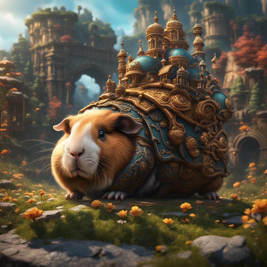 Detailed Matte Painting of a Chunky Guinea Pig