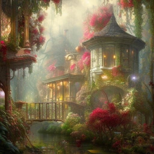 Moonlit Rose Gazebo with Twinkling Fairy Lights