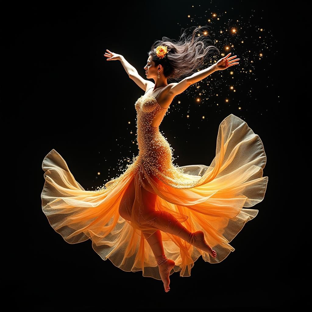 Ethereal Fairy as Flamenco Dancer in Watercolor