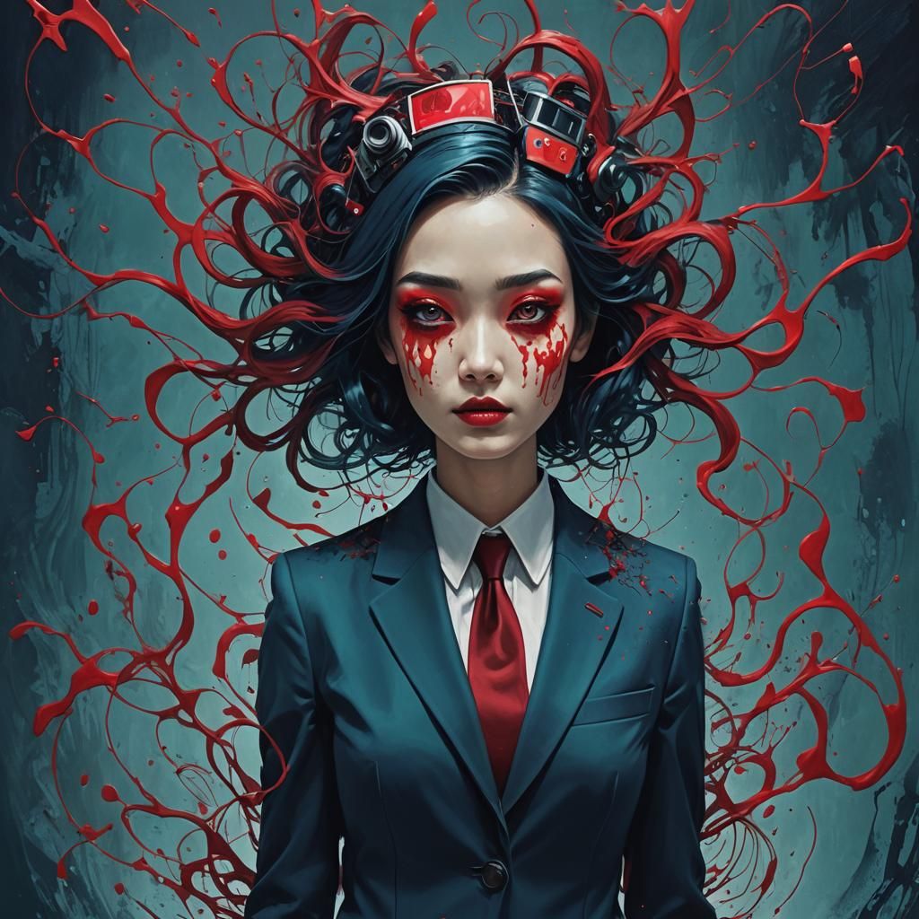 Girl with TV Head: Surreal Matte Painting