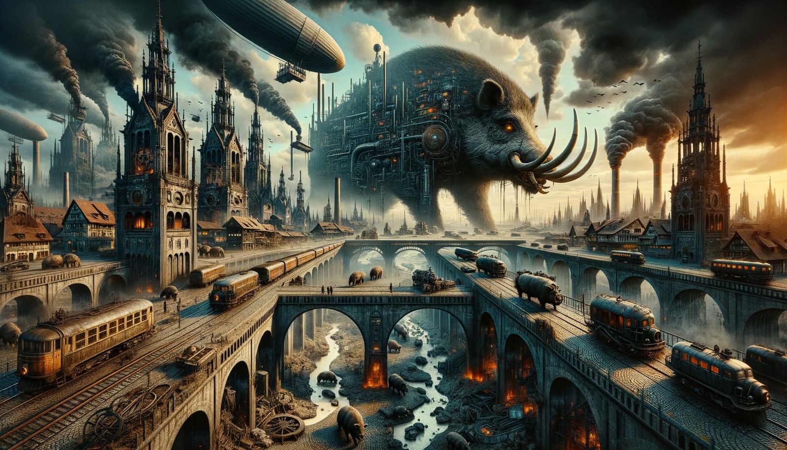 Dieselpunk Apocalypse: Mutated Wild Boars Roam a Ruined Land...