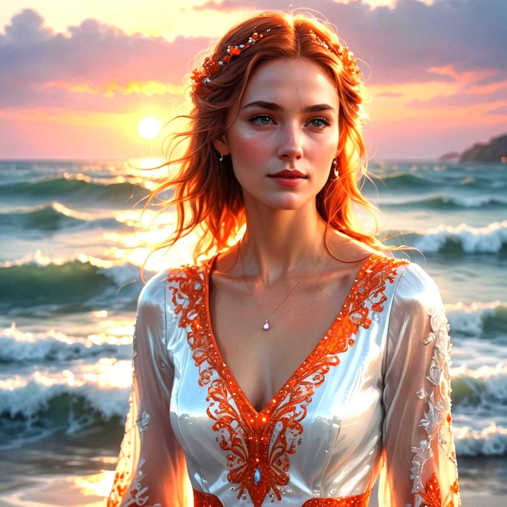 Sparkling Ocean Waves at Sunrise: Fantasy Concept Art