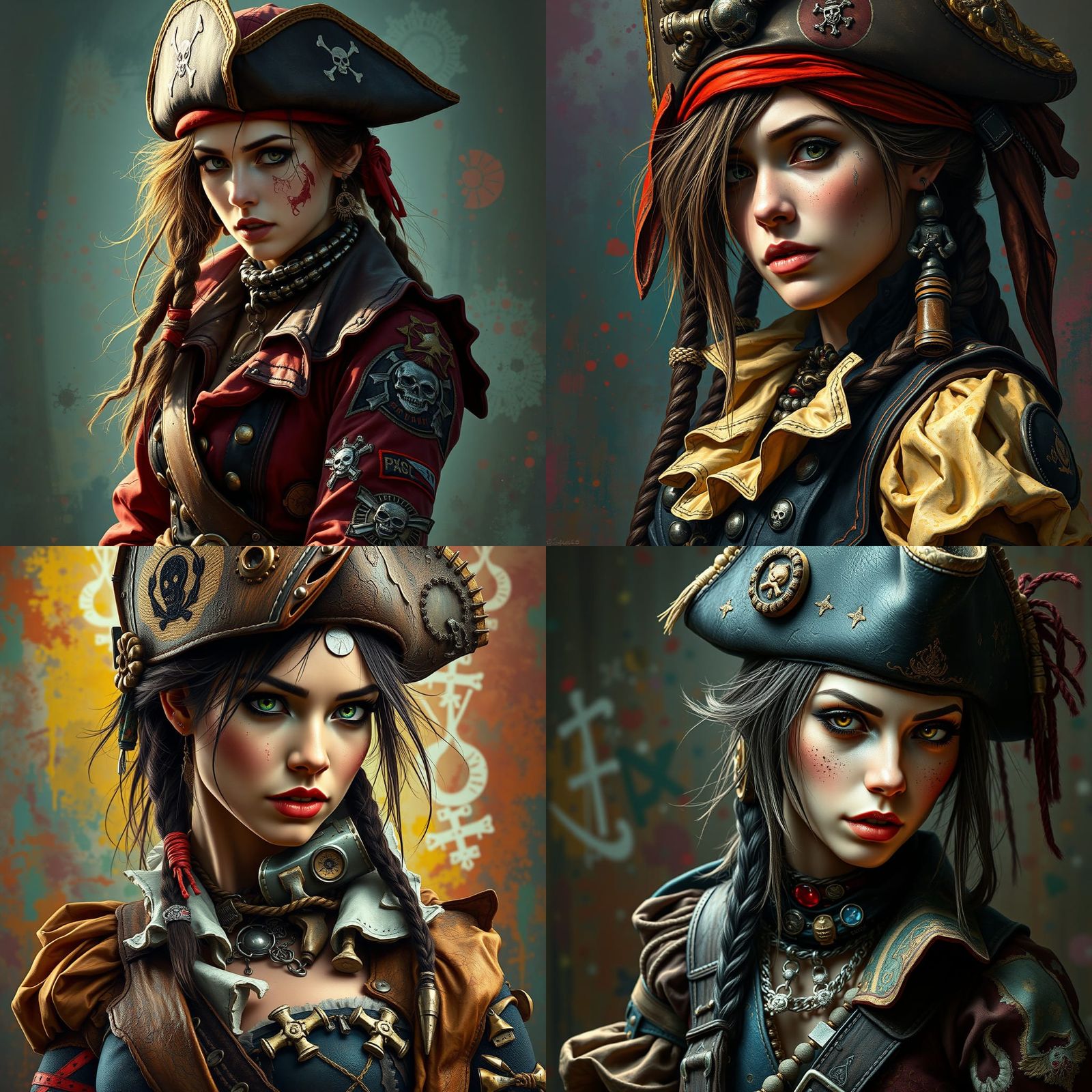 Hyperrealistic Crust Punk Pirate with Patches