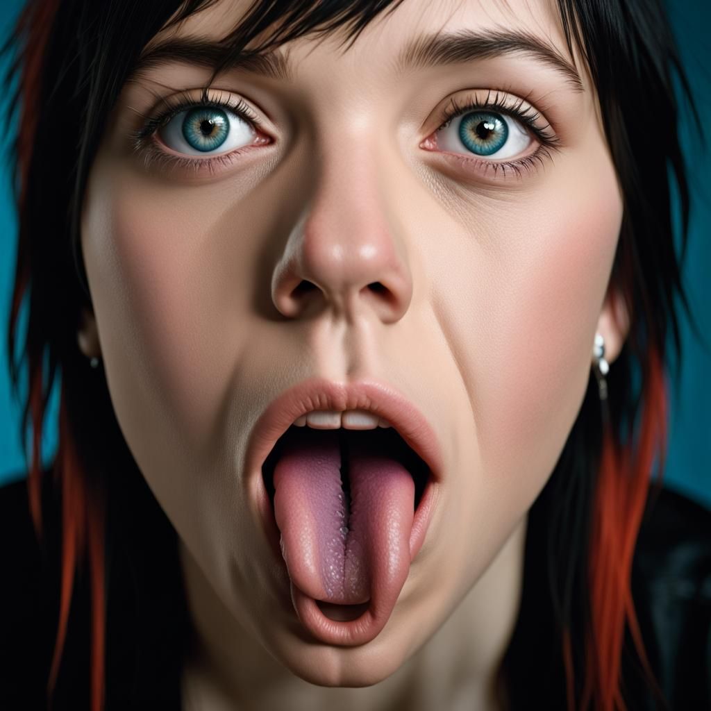 Emo Girl Close-Up Portrait in Studio Lighting