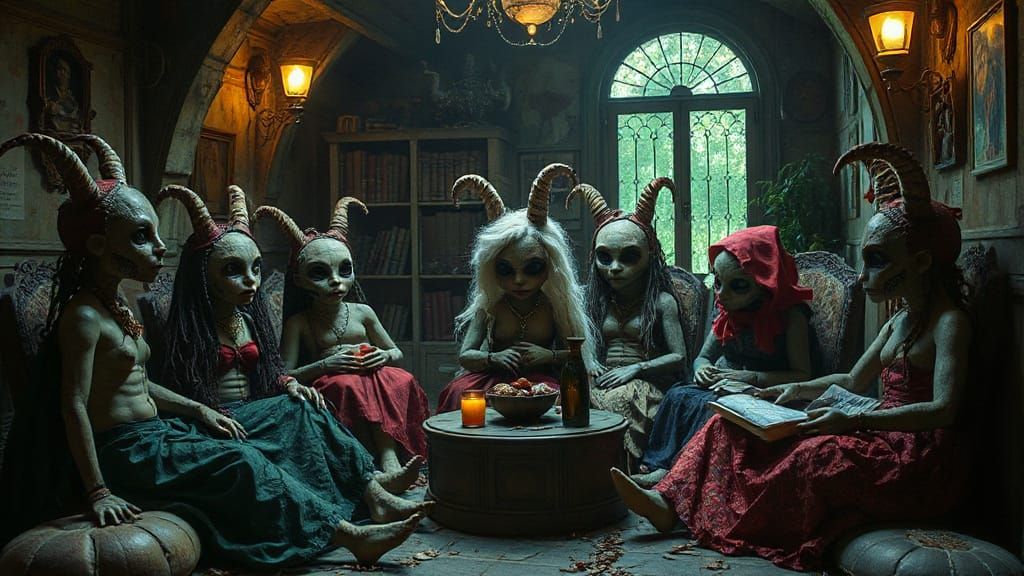 Steampunk Sewer Dolls in Asylum, Inspired by Bosch and Mucha