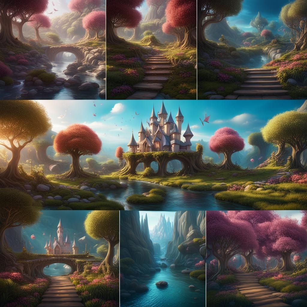 Whimsical Fairy Wonderland: Detailed Matte Painting