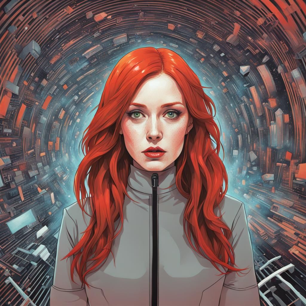 Futuristic Redhead Hypnotized by Music