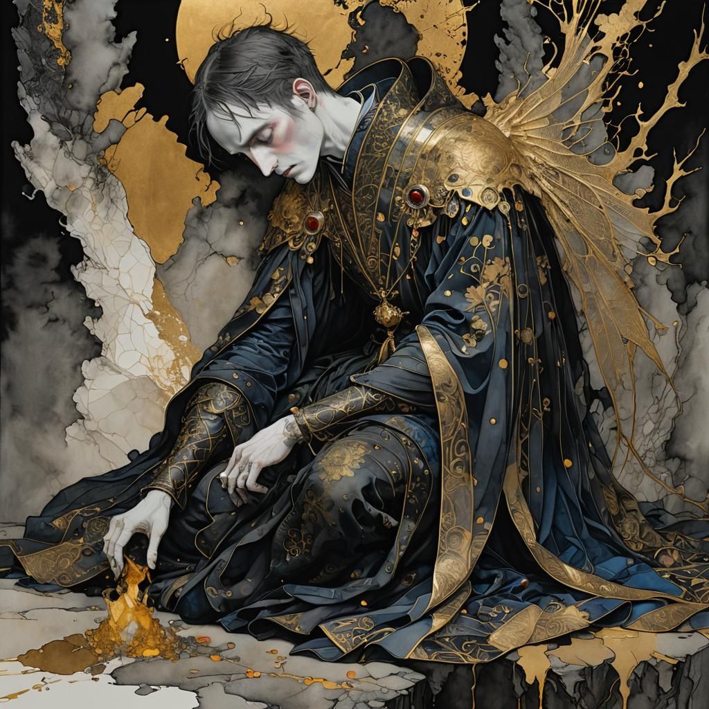 Fallen Angel in Cloisonné Style with Bosch Details