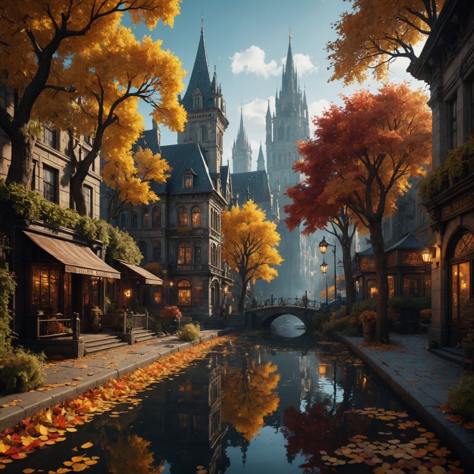 Autumn in the City: Detailed Matte Painting