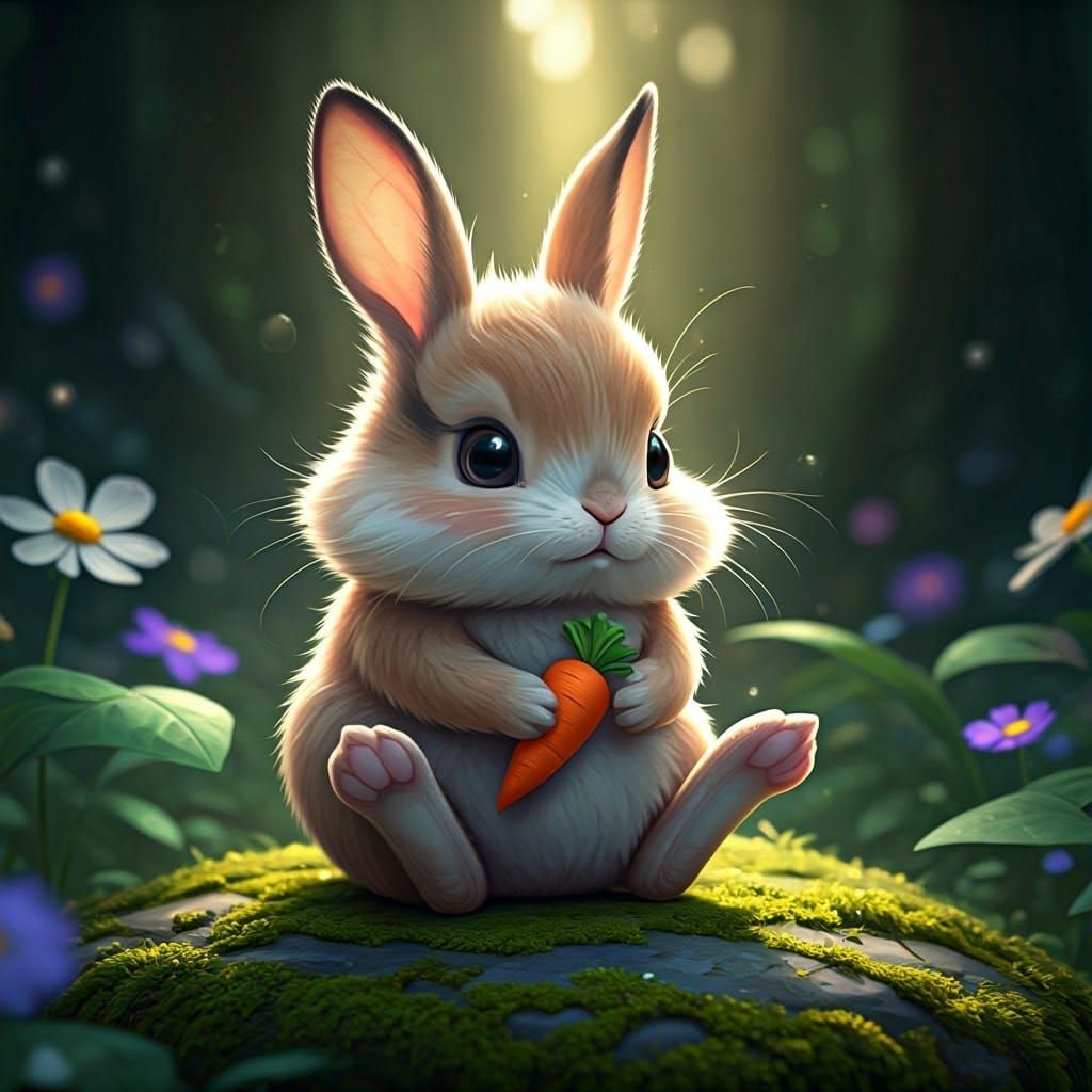 Mystical Forest Creature in Whimsical Anime Style