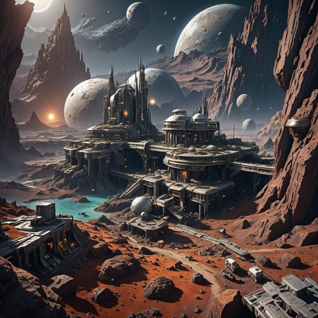 Science Fiction Supercolony on the Moon in 8K