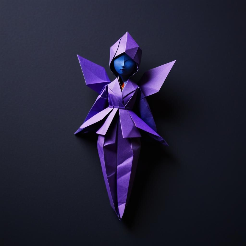 Hyperrealistic Origami Paper Doll in Macro Shot