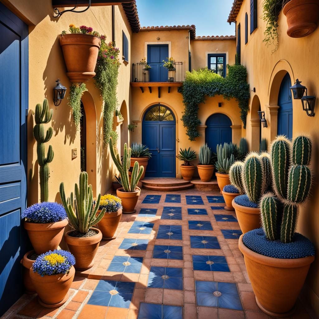 A Vibrant Italian Courtyard in Mediterranean Style