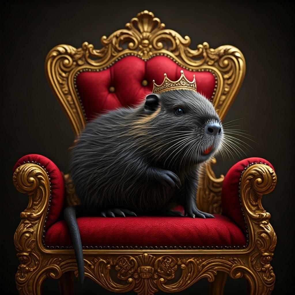 Baby Coypu Prince on Golden Throne