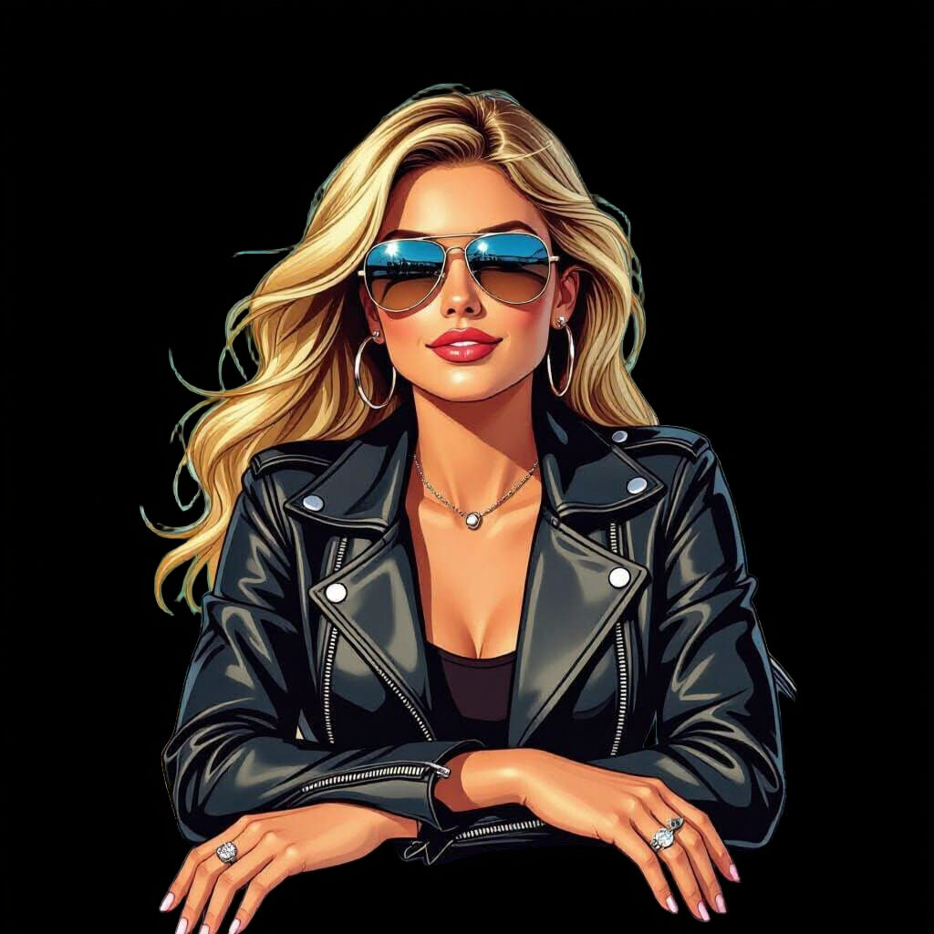 Blonde Woman with 911 Carrera in Comic Art