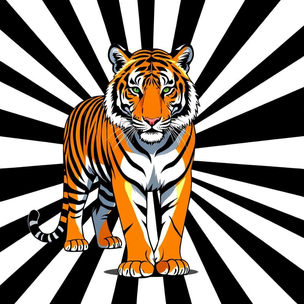 Geometric Tiger Art in Pop Art Style