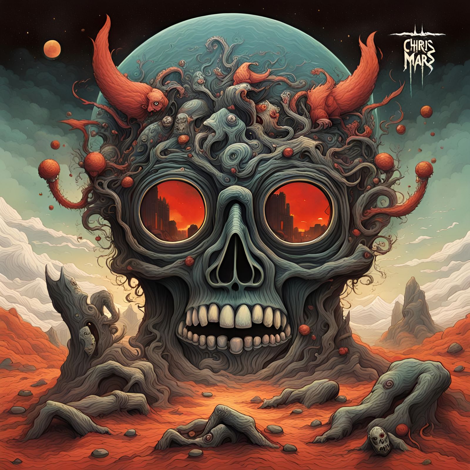 Grotesque Album Cover Art in Macabre Style