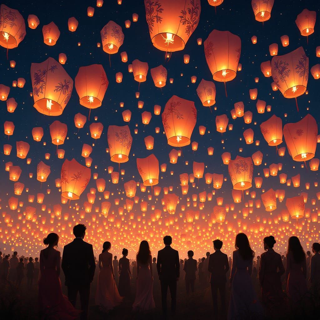 Lanterns Ascend in Dreamlike Celebration