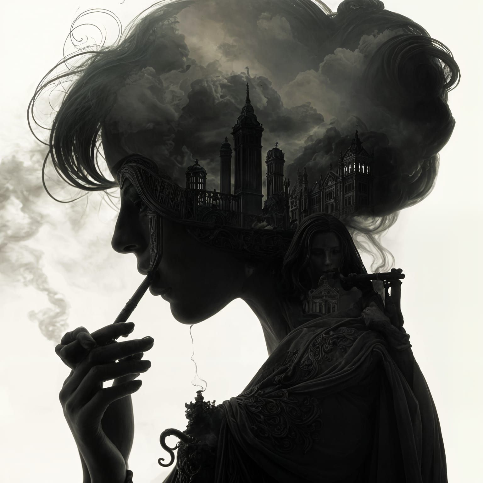 Ethereal Cityscape Emerge from Smoke