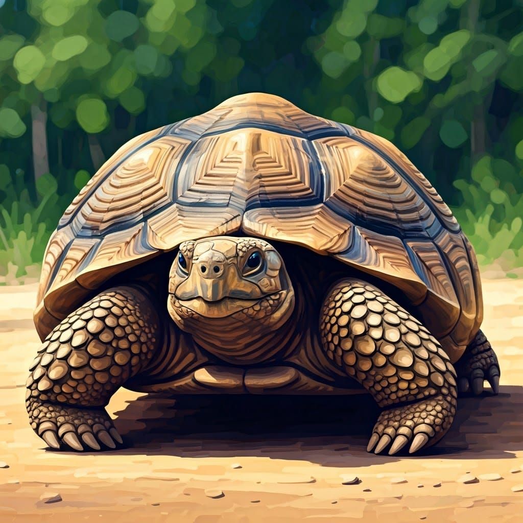 Vibrant Tortoise in Expressive Gouache Art