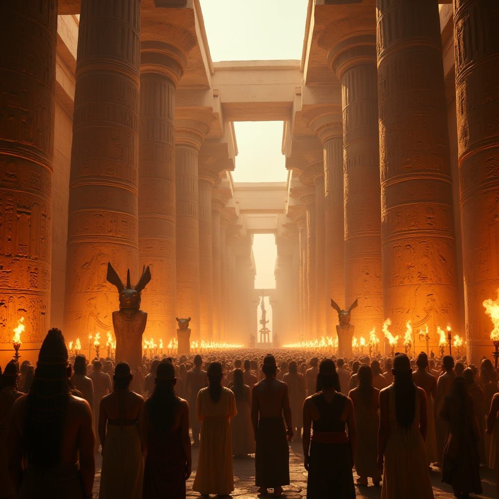Egyptian Temple Interior in Matte Painting Style