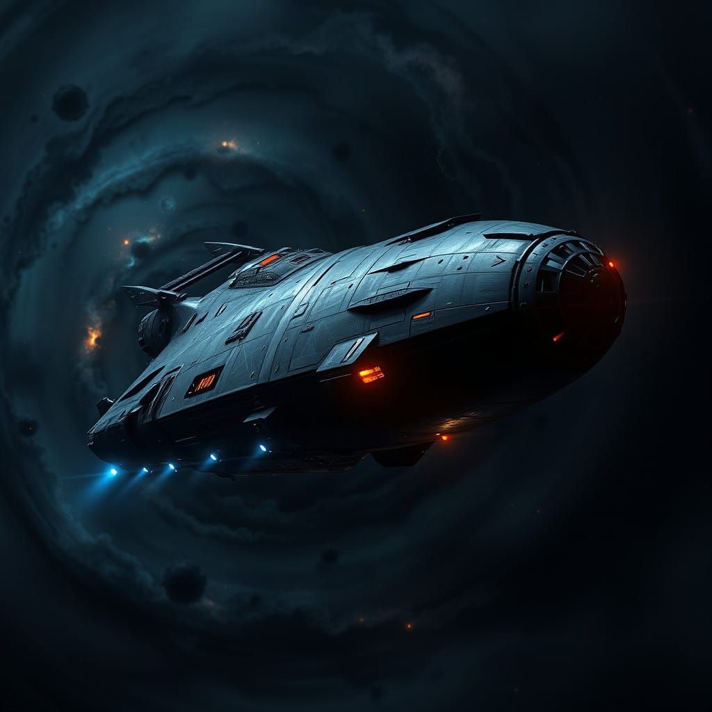 Cosmic Croisseur Spaceship Unveiled in Nebula