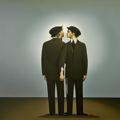 Surreal Kiss of Blood: Magritte-Inspired Art