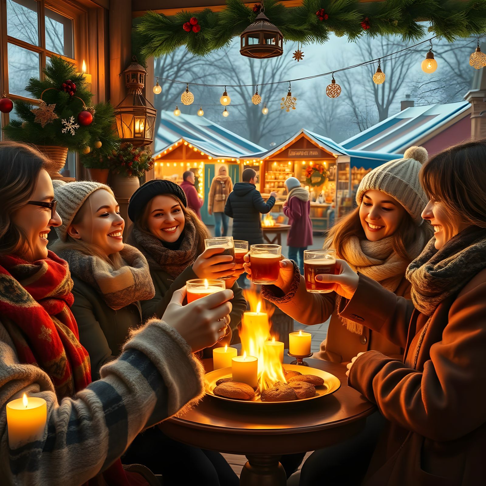 Cheers to the Season

Friends clinking glasses in a warmly l...
